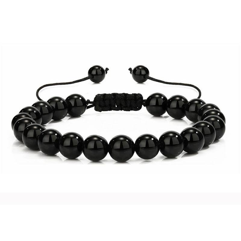 Fashion Woven Adjustable Bangle 8mm Natural Tiger Eyes Lava Rock Protection HANDMADE Bracelet Men's Gift