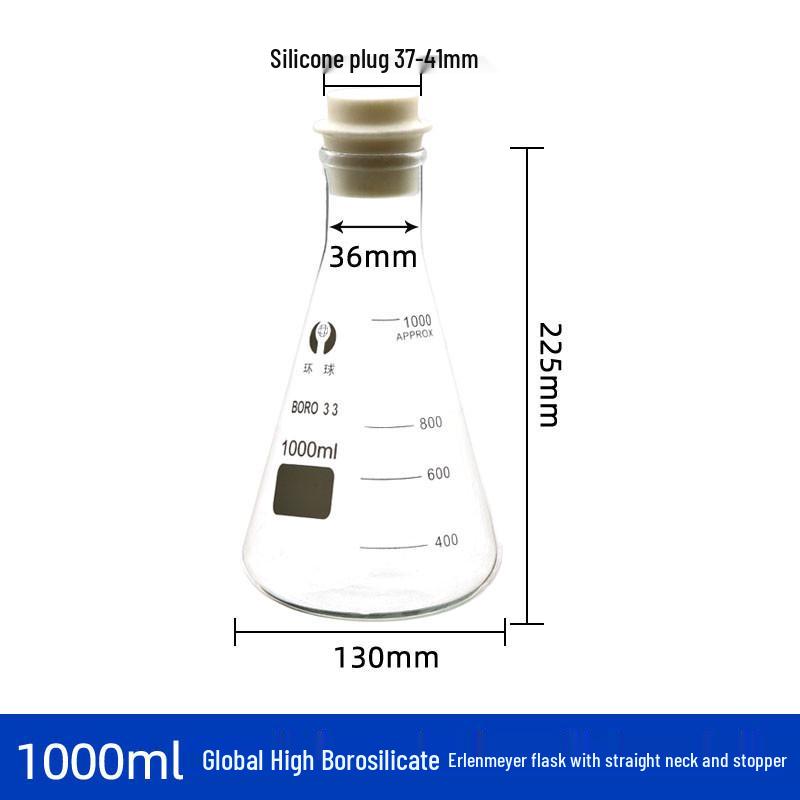 Heat-Resistant Thick Glass Triangular Flask with Silicone Stopper