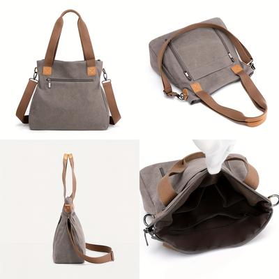 Bolsa tote de lona de grande capacidade, durável, leve, bolsa crossbody, casual, prática, para viagem