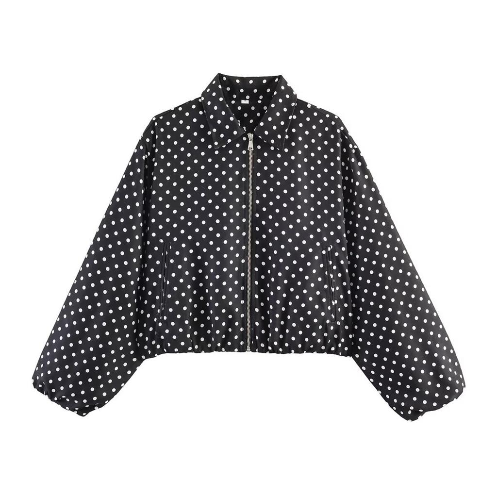 Women's Fashionable Short Loose Fit Puff Jacket with Zipper and Long Sleeves for Everyday Wear
