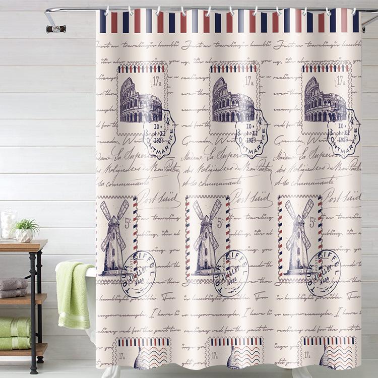 3D Printed PEVA Shower Curtain with Hooks – Thick, Waterproof, Mildew-Resistant Bathroom Partition