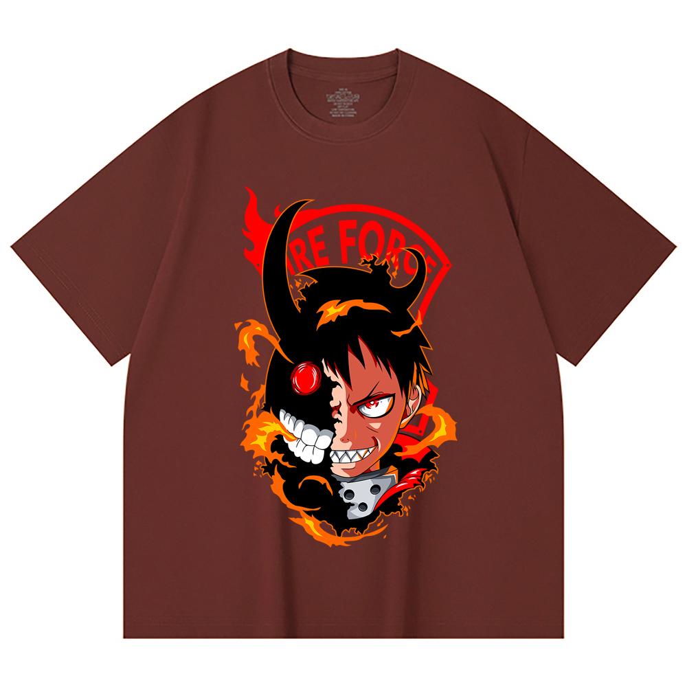 230 Gsm 100% Cotton Fire Force V1 Shinra Print Unisex Heavy Cotton T Shirt