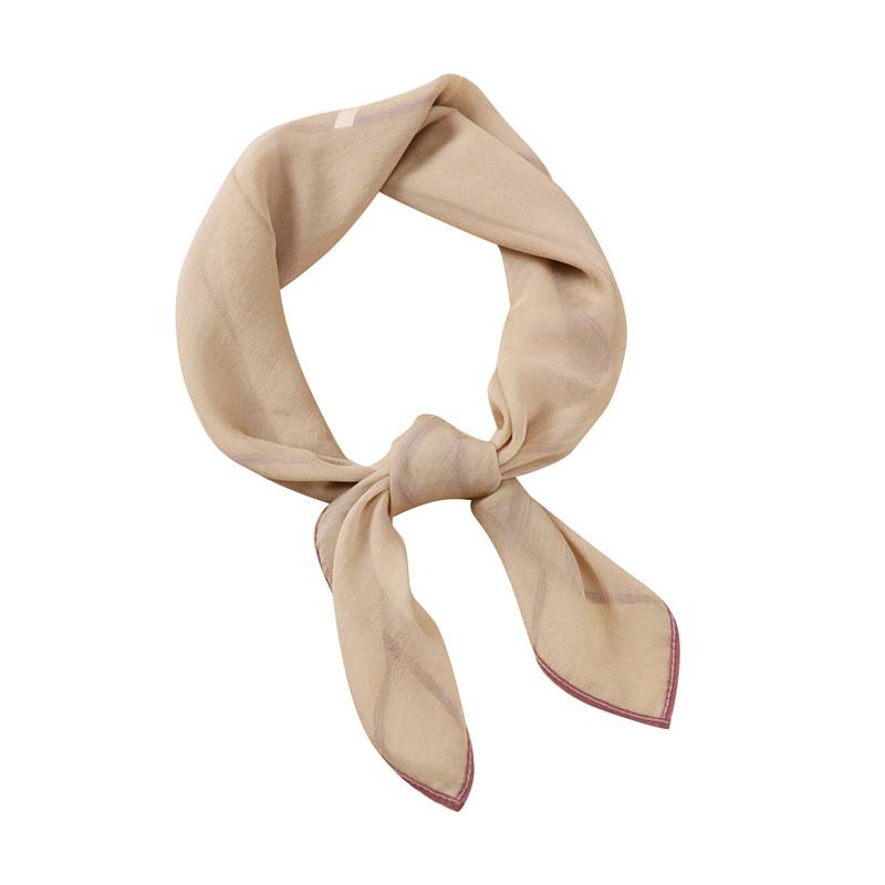 Fashion Simulated Silk Scarf Women's Simple Style Solid Color Thin Cloud Pattern Scarf Small Square Scarf