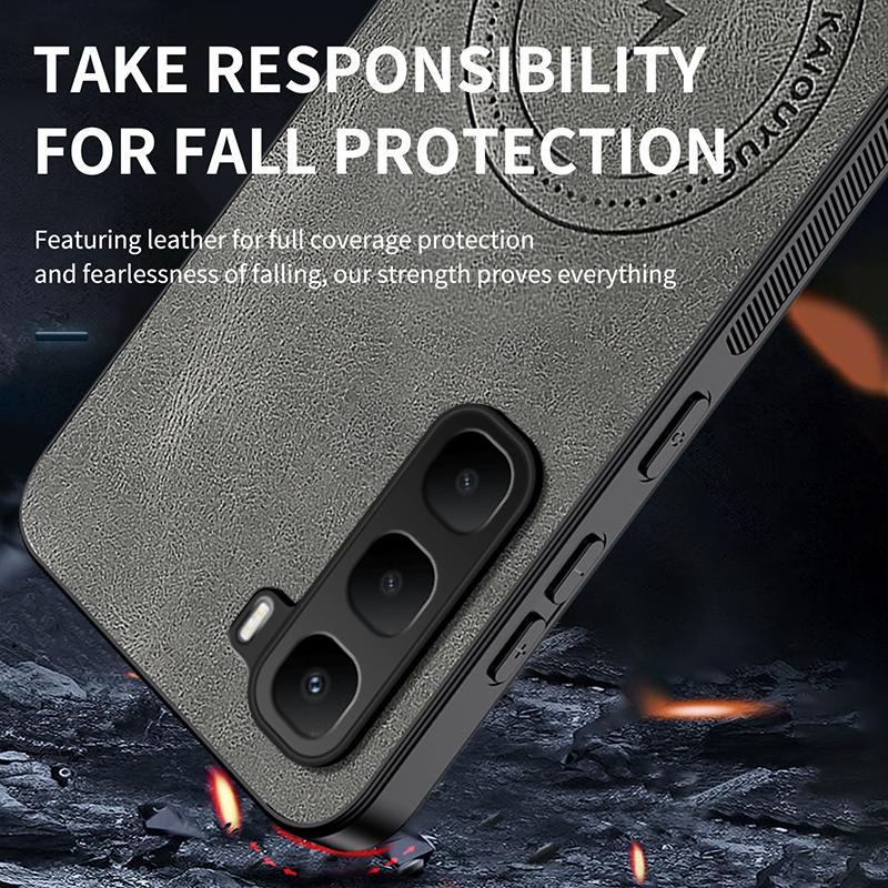 Dla Infinix Hot 60 Pro Plus 60pro 60i Luksusowa Skóra Owcza dla Magsafe Magnetyczne Matowe Skórzane Etui Wstrząsoodporny Odporny na Upadki Bumper