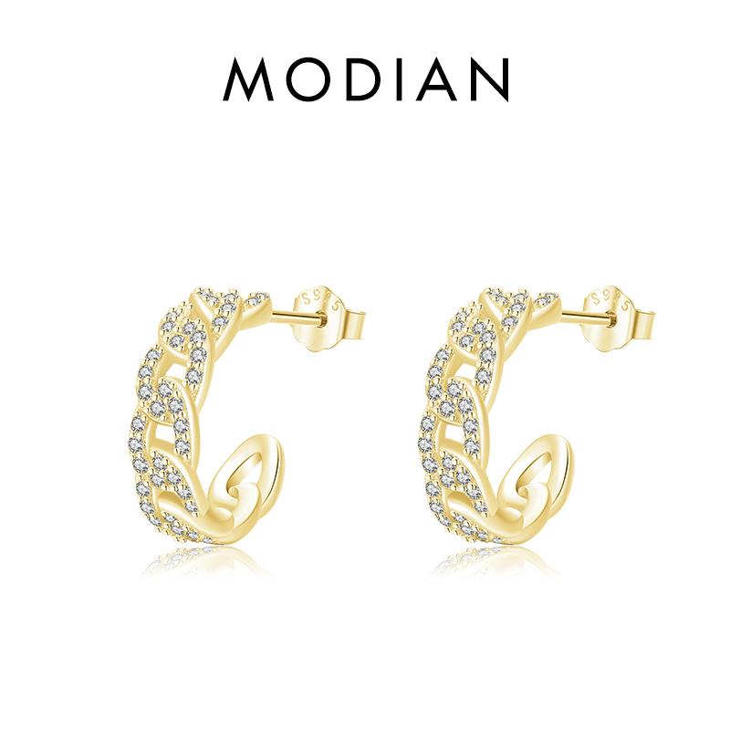 

Модиан, серьги-гвоздики из стерлингового серебра 925 пробы с платиновым покрытием, роскошные серьги-гвоздики с прозрачным фианитом, гипоаллергенные для женщин, свадебные украшения золотой