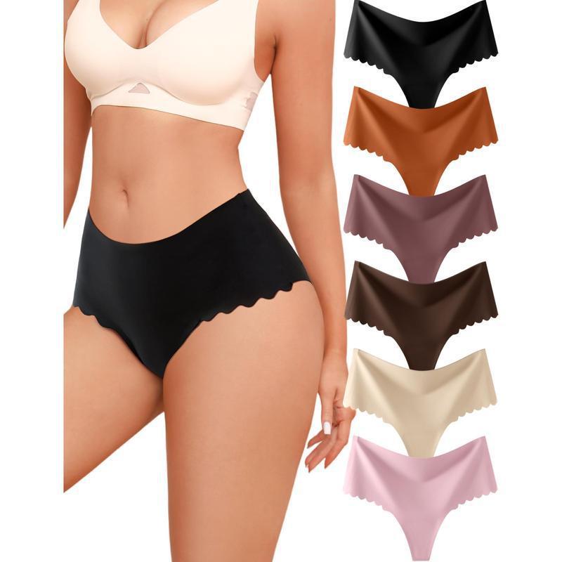 High-Waisted Seamless Women's Panties with Wave Edge - Style K7745