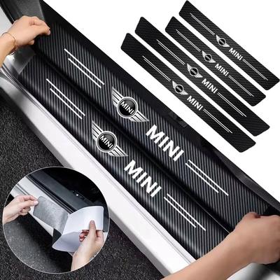 1/4/5Pcs Car Door Sill Scuff Plate Decor Carbon Fiber Stickers For MINI Cooper JCW WORKS R55 R56 F55 F56 R57 R58 R59 R60 R50 R61