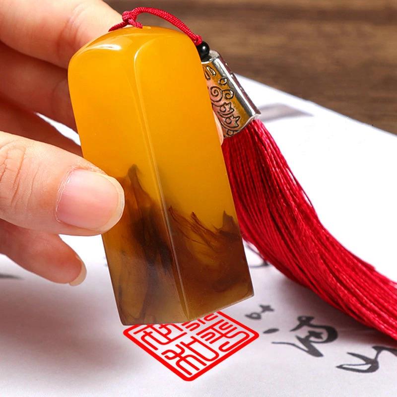 Customized Name Stamp Seals Colorful Resin Carving Clear Personal Stamps Calligraphy Painting Seal Script Sello Personalizado