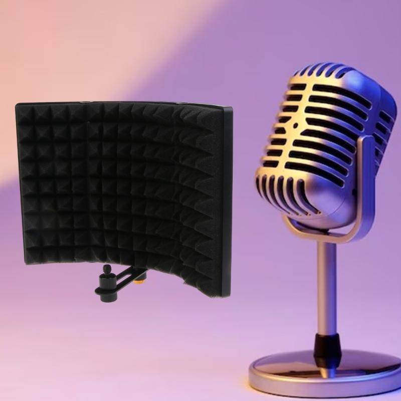 Microphone Isolation Shield Studio Recording Shield High Density Reflection Filter Foam Soundproof Microphone Shield