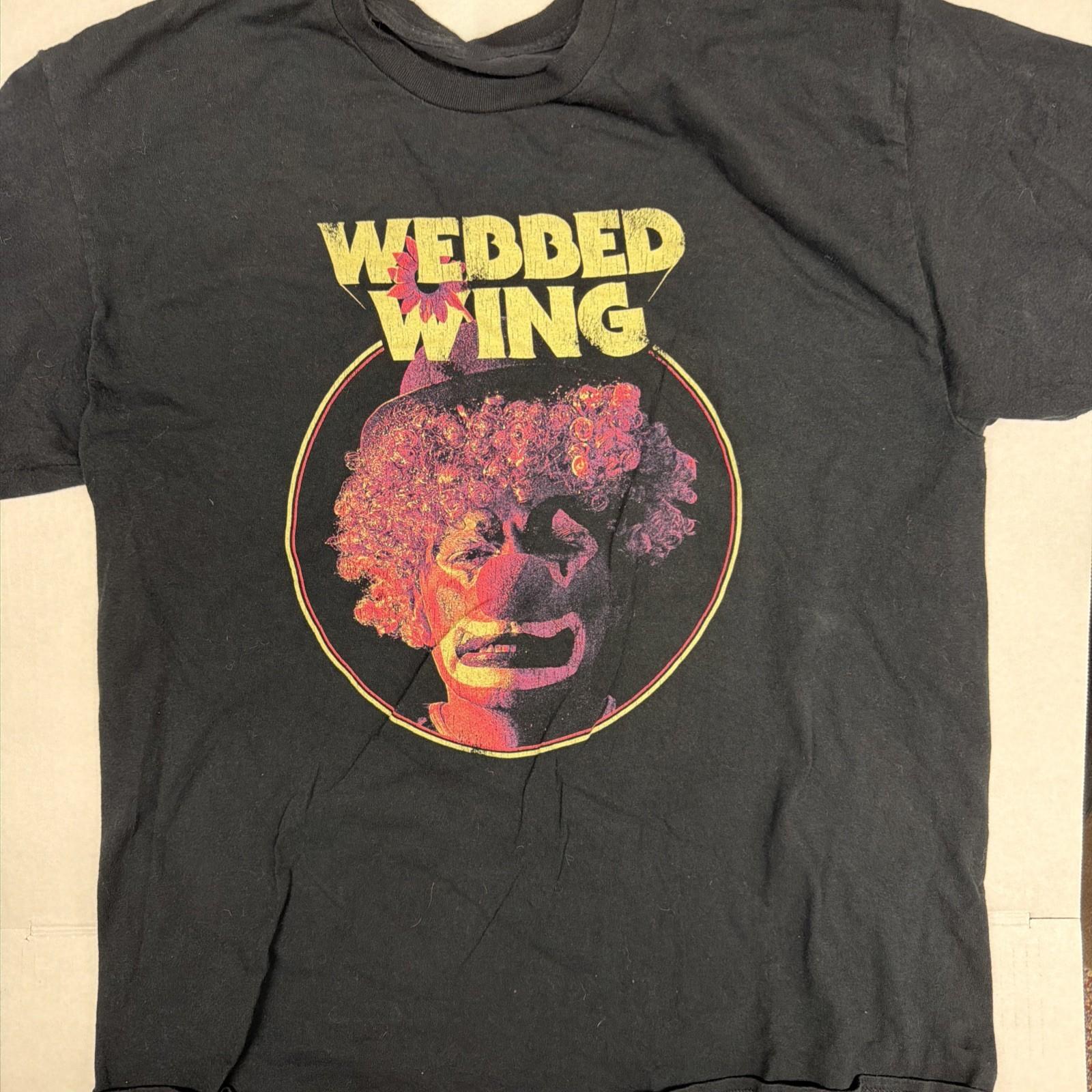 Vtg Webbed Wing Band Clown T Shirt Black Short Sleeve SA516 S