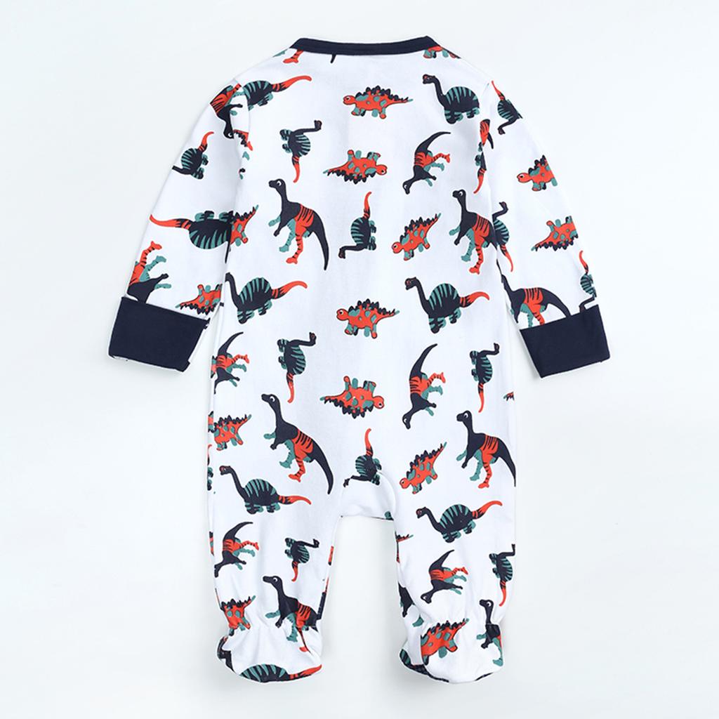 Newborn Baby Boys Girls Cartoon Romper Zip Front Non-Slip Footed Sleeper Pajamas