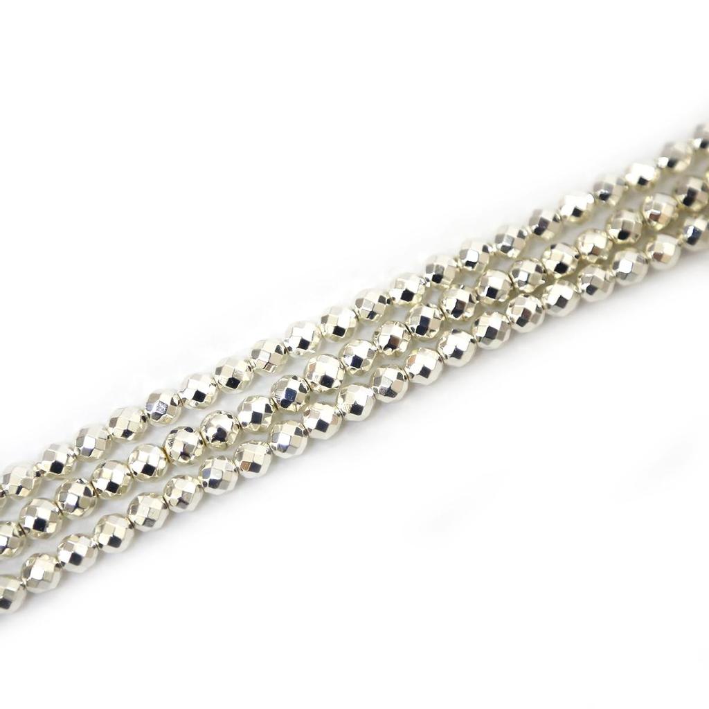 Zlato Stříbro Fasetovaný Kulatý Černý Hematit Přírodní Kámen 4/6/8/10 mm Distanční volné korálky pro výrobu šperků