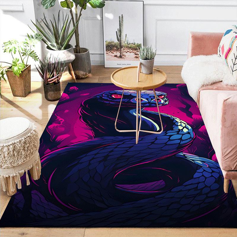 1pc Scary Snake Design Indoor Area Rug - Soft, Anti-Slip, and Durable Gaming Room Decor for Bedroom