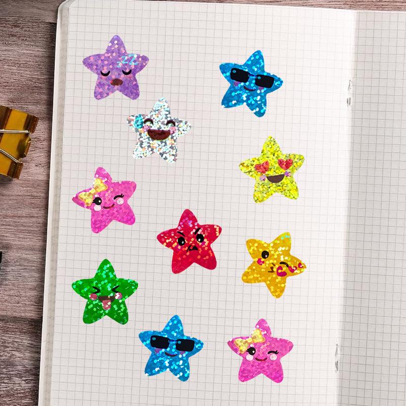 Waterproof Laser Star Stickers: DIY Self-Adhesive Smile Face Stars