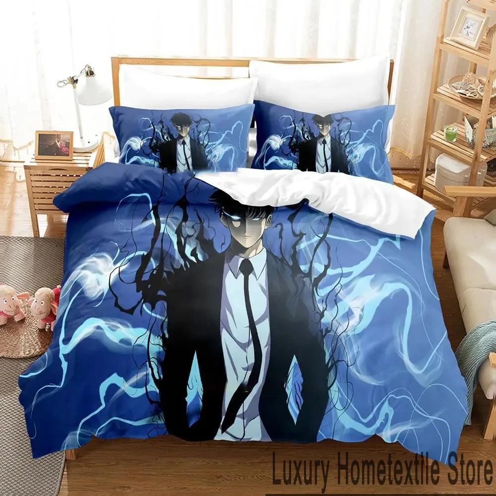 3D Print Anime Solo Leveling Bedding Set Duvet Cover Bed Set Quilt Cover Pillowcase Comforter King Queen Size Boys Adult Bedding