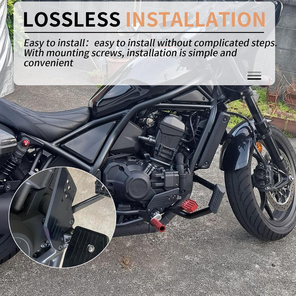 Midimttop Rebel 1100 Foot Peg Heel Plate Guard Protector, Footpeg Step Hold Plate for Honda Rebel CMX 1100/Rebel 1100T (2021-2025) (Black)