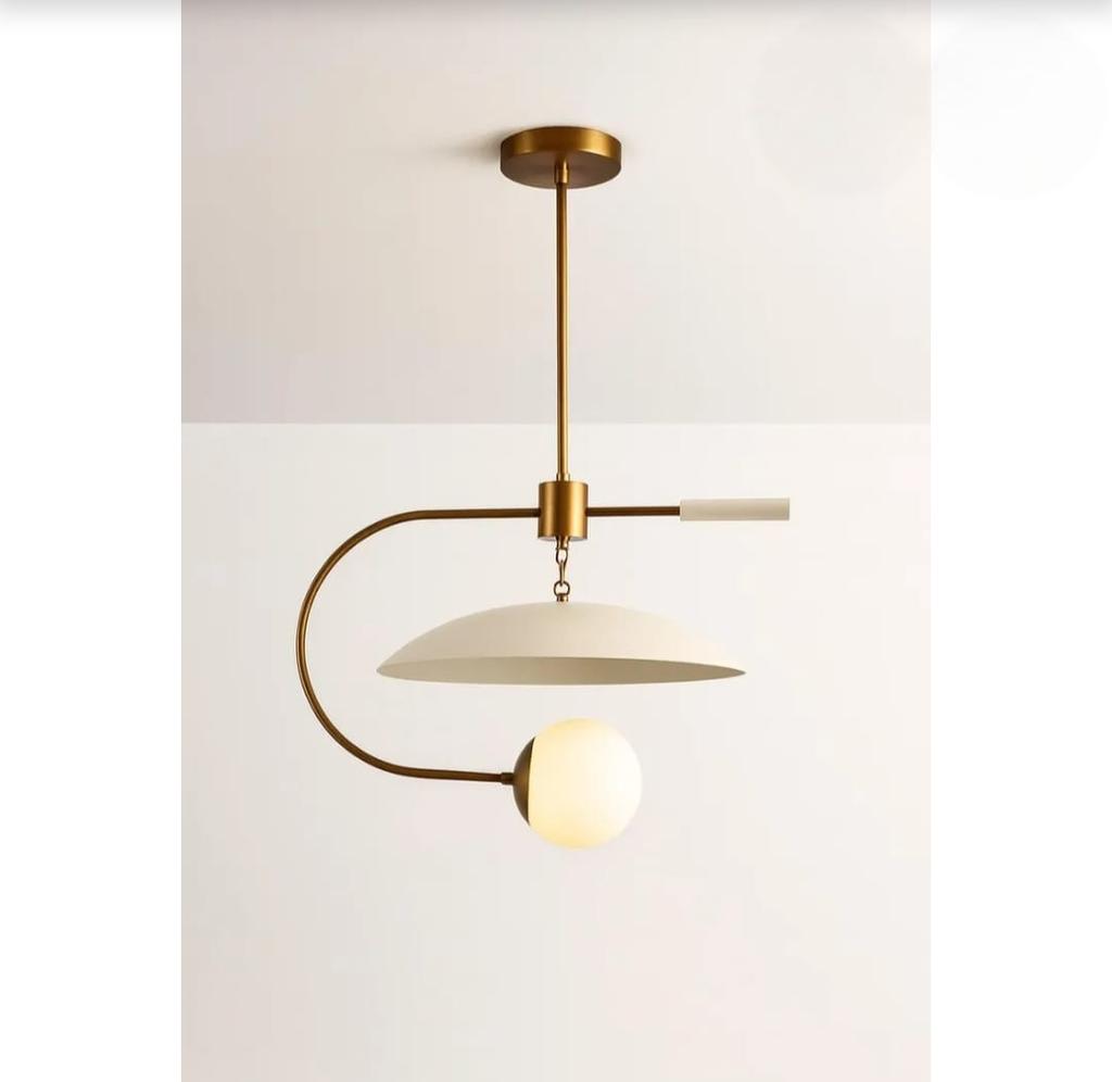Moderner Messing-Kronleuchter im Mid-Century-Stil Minimalistische Pendelleuchte mit Kugel- und Kuppelschirm Deckenleuchte für Esszimmer, Küche, Wohnzimmer