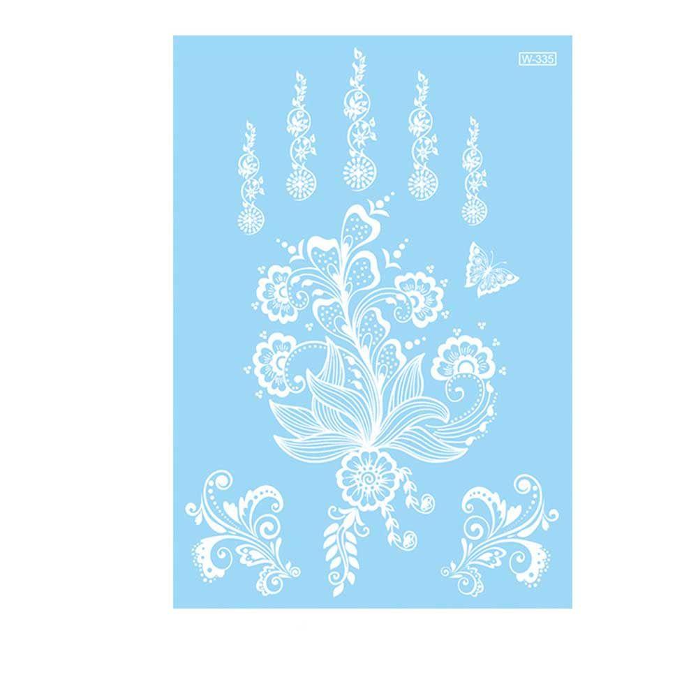 White Lace Arm flower Waterproof Body Art Temporary Tattoos Henna Stickers Tattoo Sticker Simulated