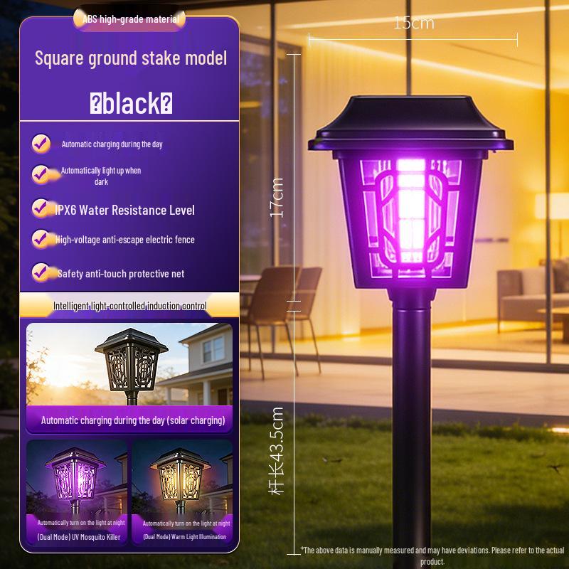 Waterproof Outdoor Solar Mosquito Killer Lamp for Home & Camping - Electric Shock Repellent Device
