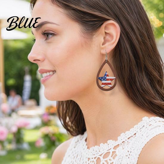 Stars Stripes Earrings 1 Pair Hollow Drop for Women Fourth