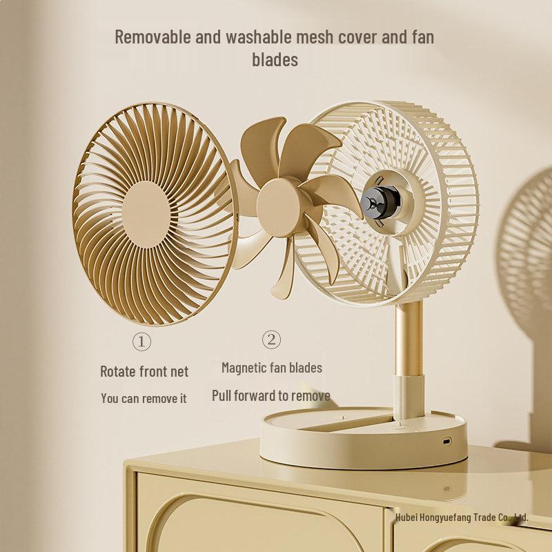 Portable Rechargeable Telescopic Floor Fan: Silent, Oscillating, and Compact for Home or Office Use