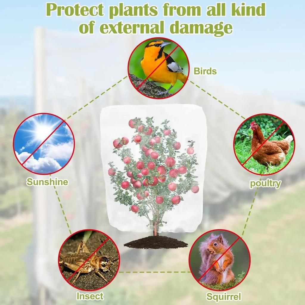 Rete di Protezione per Piante a Maglia 40 Rete Anti-Insetti Barriera Contro i Parassiti Copertura per Orto Ortaggi Frutta Serra Rete da Giardino
