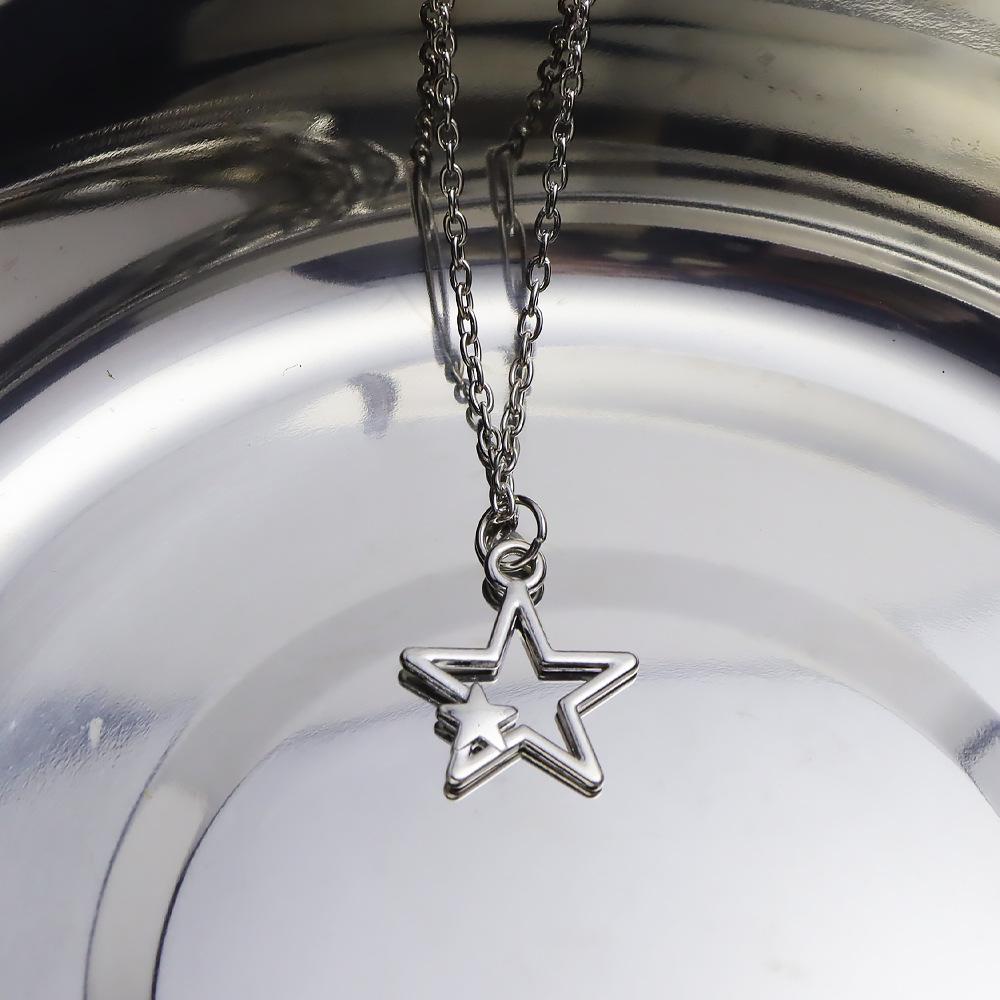 European-American Gothic Star Pendant Necklace - Silver Chain, Multi-style Cross Design