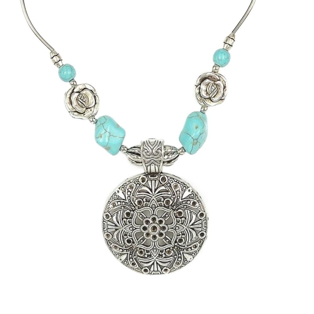 Flower Ethnic Style Necklaces Beads Bohemia Style Choker Retro Stone Pedant Necklace  Gifts