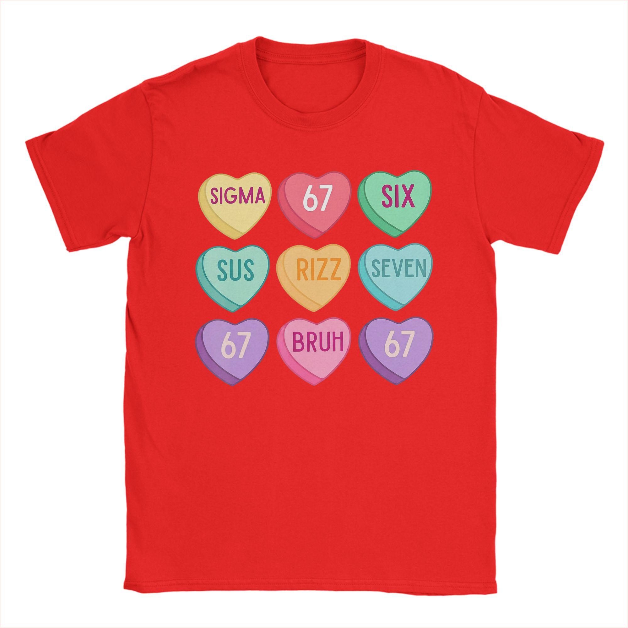 Unisexs Valentines Day 67 Meme six Seven Heart 6 7 T Shirt Cotton Tops Leisure Short Sleeve Round Neck Tees Summer TShirt S