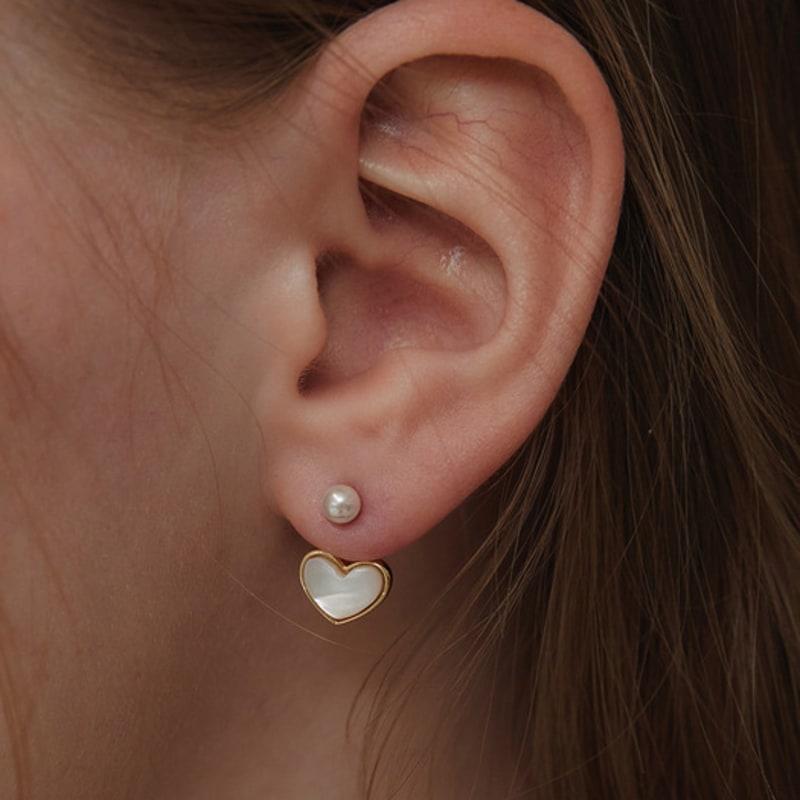 TATIANA (925 Silver) Aurora Heart Pearl Ear Jacket Earrings EC3079