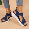 Large size thick-soled fish mouth sandals fly-woven mesh breathable one-pedal mesh casual sandals women's shoes