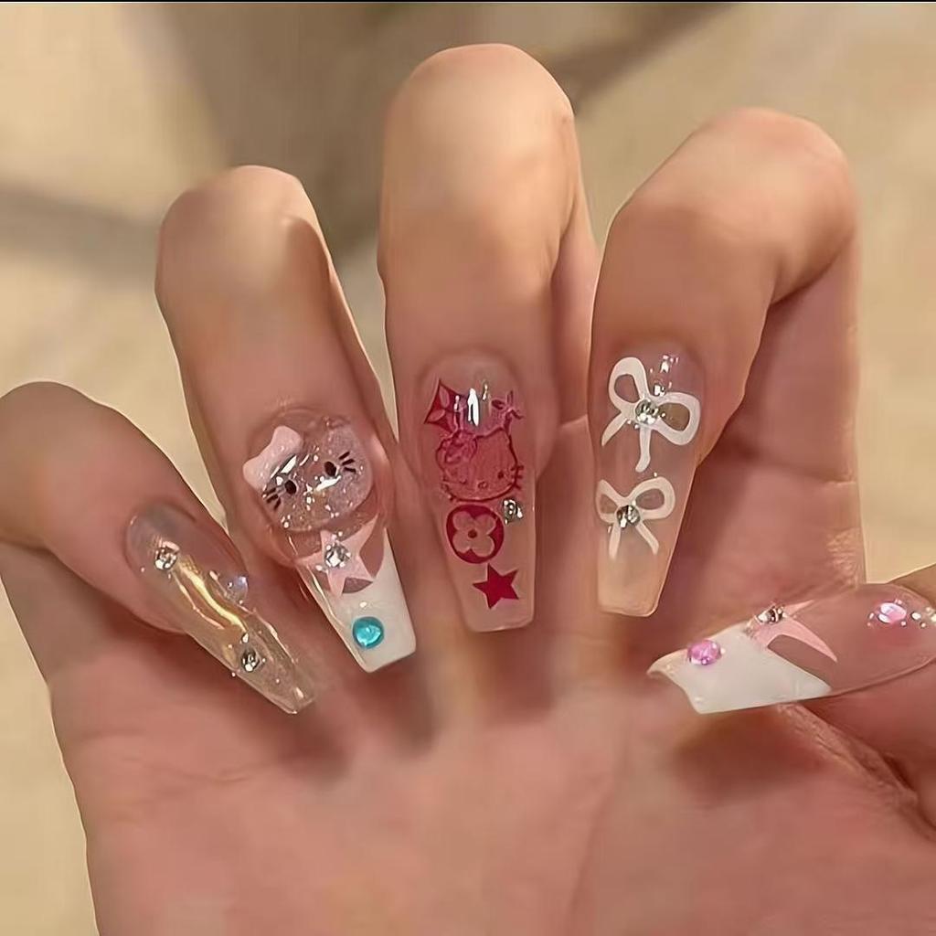 Neue Rouge French Cat Eye Perlmutt Schmetterling Halbhandgemacht Abnehmbare Nägel - Zhuang Zhous Schmetterlingstraum Edition