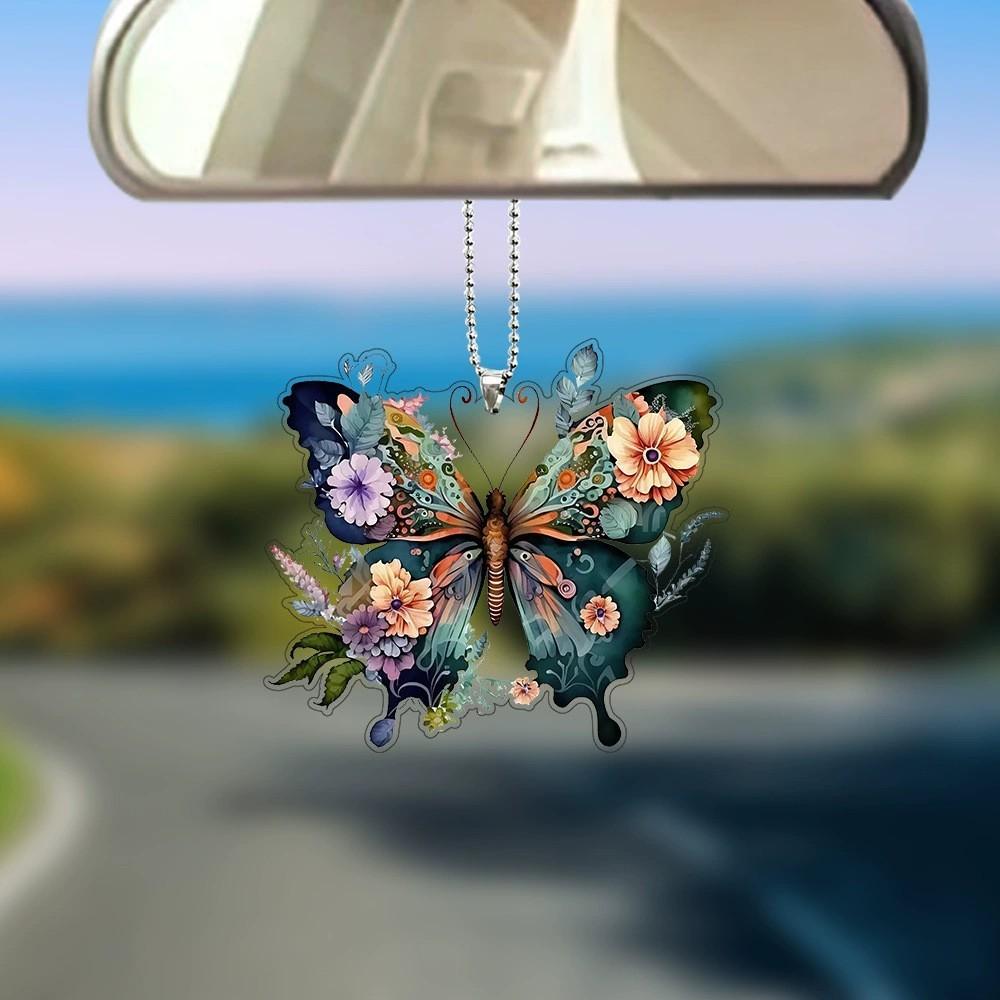 Flat Surface Acrylic Butterfly Pendant Ornament For Vehicle Decor Interior