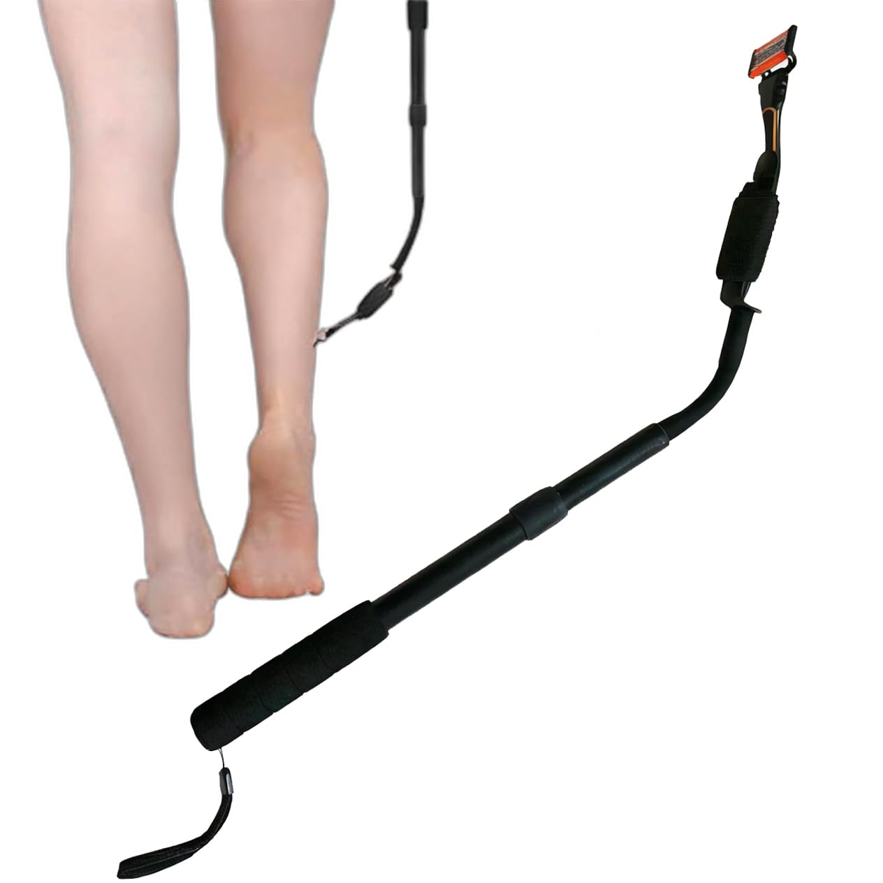 

Extendable Razor Extension Handle for and Whole Body Hair Removal Back, Calves, чёрный