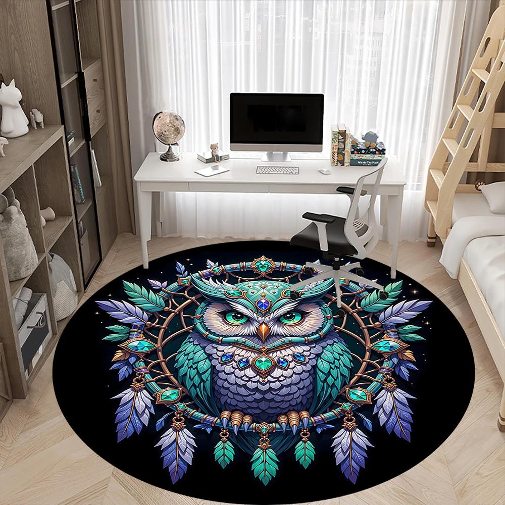 1pc Mystic Owl Decor Chair Carpet for Office Non-Slip, Machine Washable Rug for Office, Room - Holiday Decor, Machine Made yy251016103