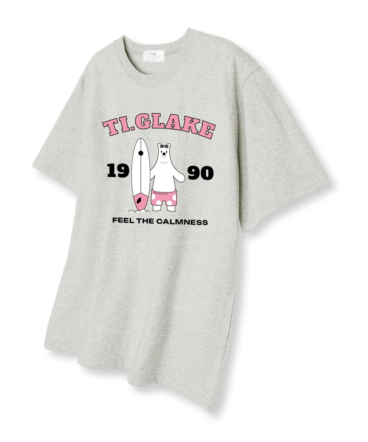Tee Glake White Bear Oversized Short Sleeve T-Shirt Oatmeal L