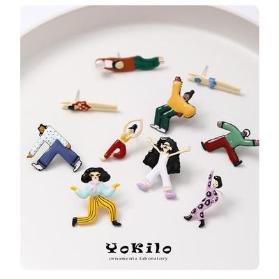 YOK Japanese Cartoon Villain Drip Oil Enamel Earrings for Women - Humorous & Unique Design