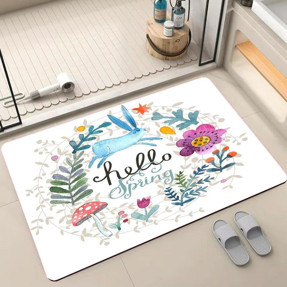 

Диатомовая грязь нескользящий коврик для пола с рисунком свежих цветов быстросохнущий кухонный ванная комната ванная комната водопоглощение легкий в уходе 40X60cm 15.7X23.6in