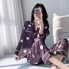 Spring and Autumn new lapel pajamas women's long-sleeved polka dot loungewear two-piece set loose large-size student home suit