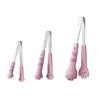 3Pcs/set Kitchen Tongs Stainless Steel Cartoon Cat Paw Shape Bread Tongs Heat-Resistant Non-Slip Handle Pliers Cooking Tools
