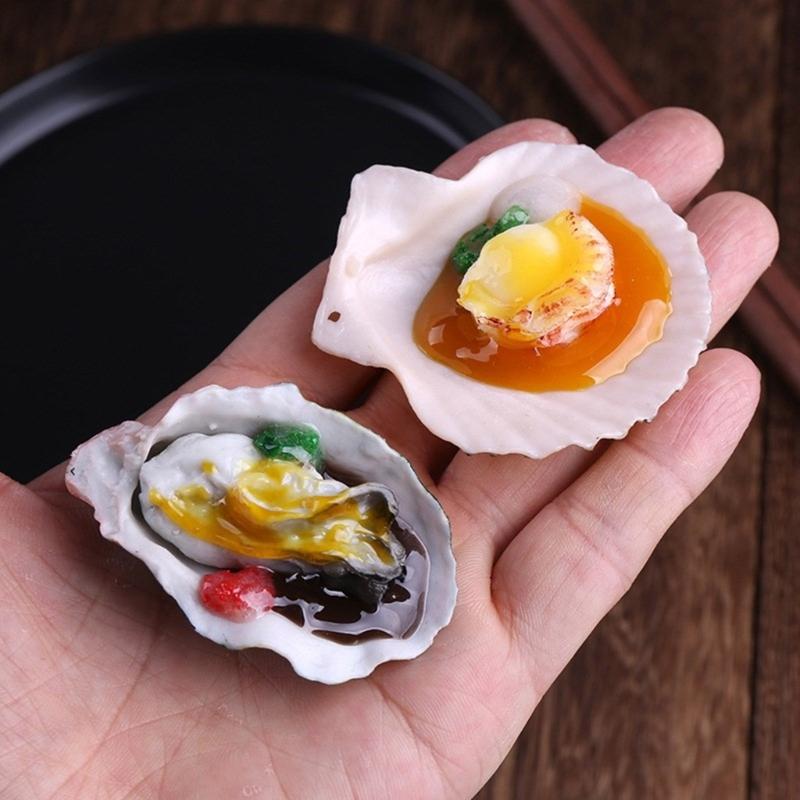 Artificial Grilled Oysters Model Simulation Grilled Scallops Model Realistic Roasted Oysters Fake Seafood Display Props