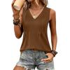 Damen Locker geschnittenes ärmelloses Tanktop mit V-Ausschnitt und gefalteter Vorderseite, lässige leichte Bluse für den Sommer, tägliches Tragen