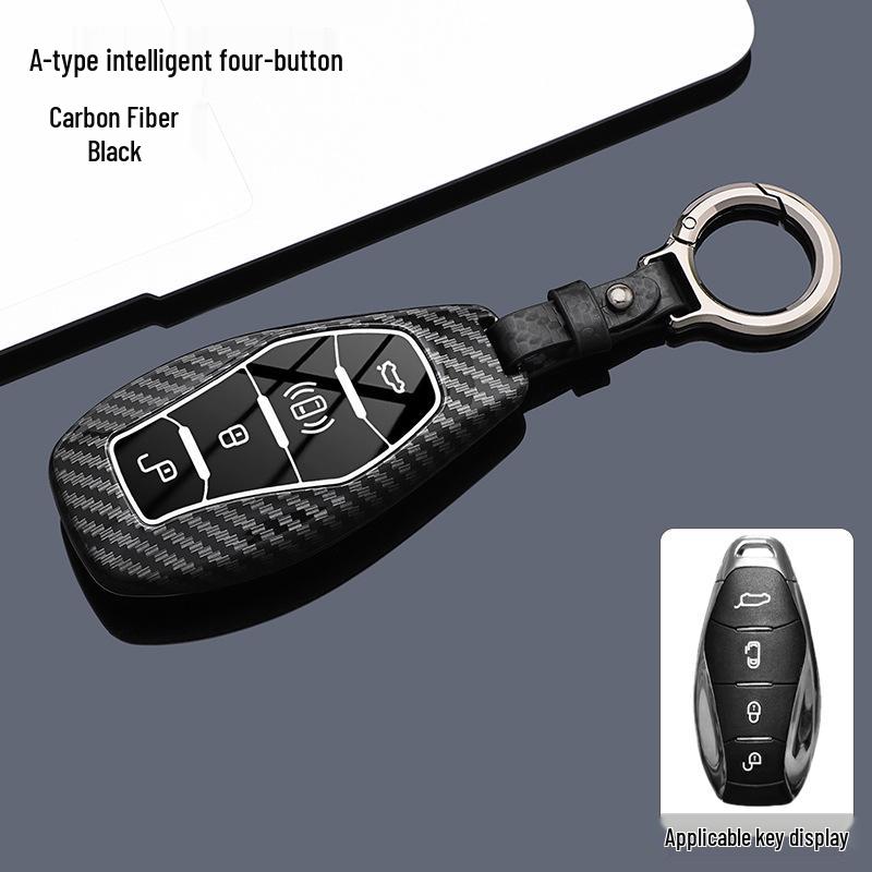 Hongqi H-Series Carbon Fiber Texture Key Case - Full Coverage for H5, HS5, H6, HS3, HS7, HQ9, EH7, H9