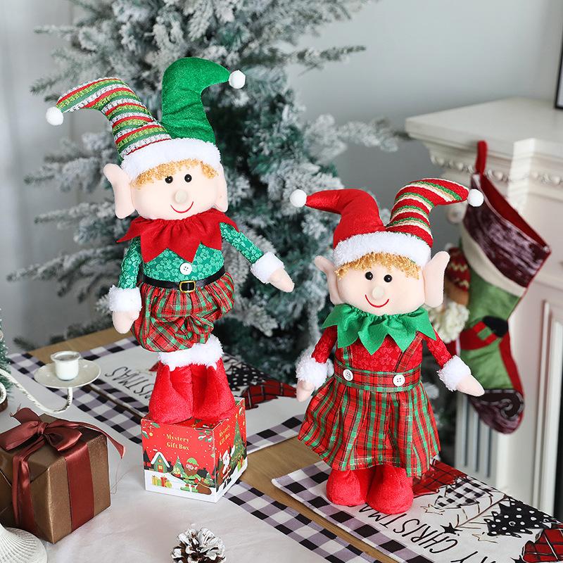 Christmas Decoration Elf Doll Christmas Gift Retractable Elf Doll Under The Christmas Tree Dress-up Props