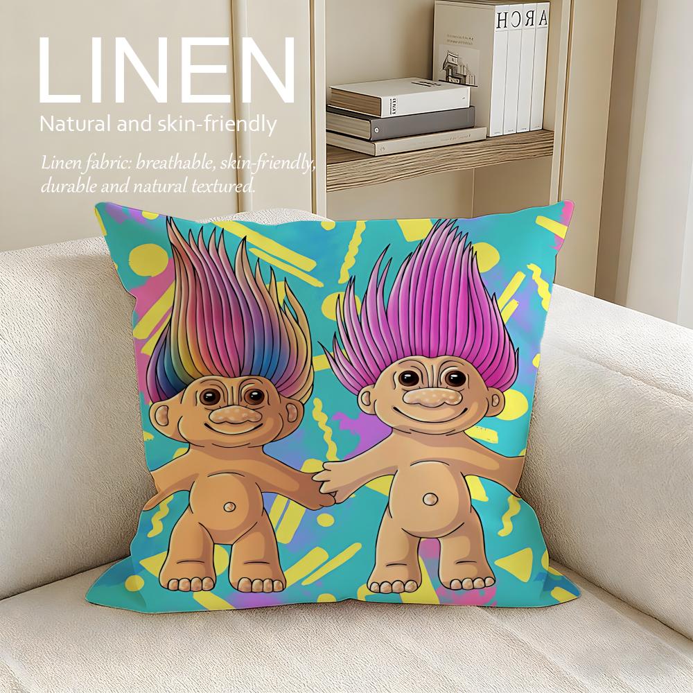 Classic Troll Doll Cushion Cover Linen Decorative Pillowcase Set Pcs X X X Breathable Washable Sofa Cushion Cover