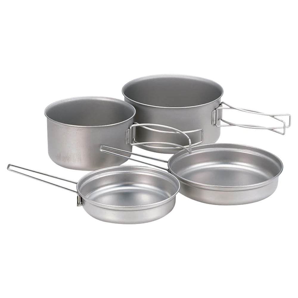 Snow Peak Titanium Personal Cooker Set SCS-020T Lightweight Stacking Pots x2 Lids x2 Camping Outdoor Cooking Gear