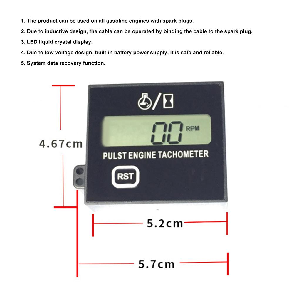 High Precision Meter Gas-oline Engine Lawn Mower Tachometer Digital Display Pulse Speed Speedometer Pulst Engine Tach RPM