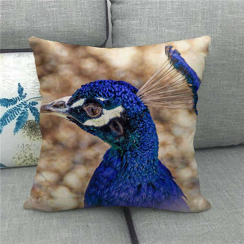 Beautiful Peacock Animal Head Face Digital Printing Short Plush Pillow Covers For Car Sofa Office Cushion Cover Home Goods