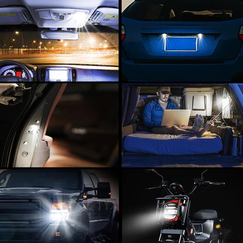 20X New LED Canbus T10 Car Lights COB Glass Interior Parts Bulbs 6000K White Auto License Plate Lamp Dome Read Light 12V