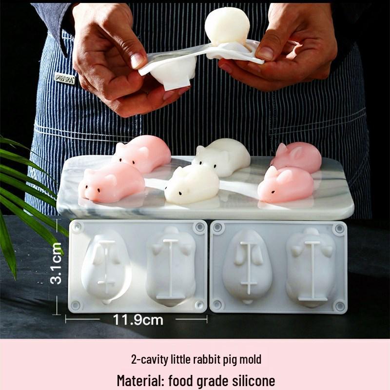 6-dutinková silikonová forma zajíček pro 3D dort, pěnu, pudink a želé